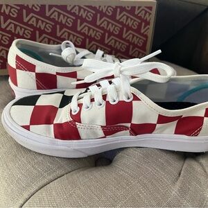 Vans red and black check shoes